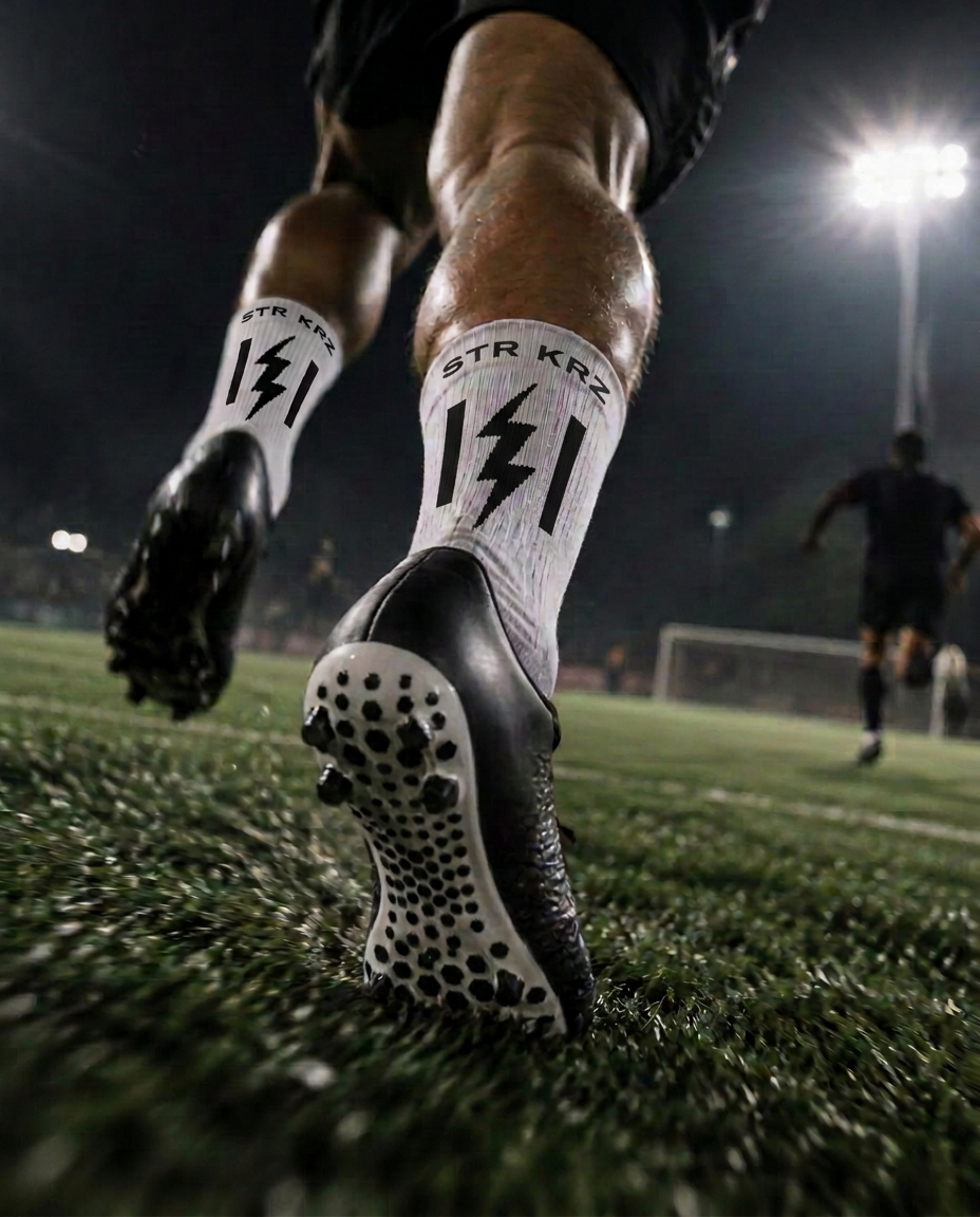 Player sprinting in STR KRZ grip socks